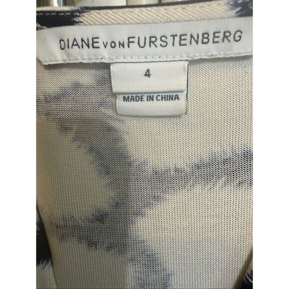 Diane Von Furstenberg Women's Natalie Silk Jersey Dress Black White Size 4 - Picture 3 of 8